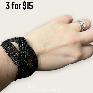 Bundle 3 for $15 Black Multi Stranded Beaded Cuff Bracelet READ